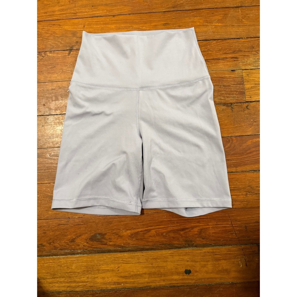 Yogalicious Lux Everyday 7 Inch Biker Shorts Lavender Grey High Waist Womens M
